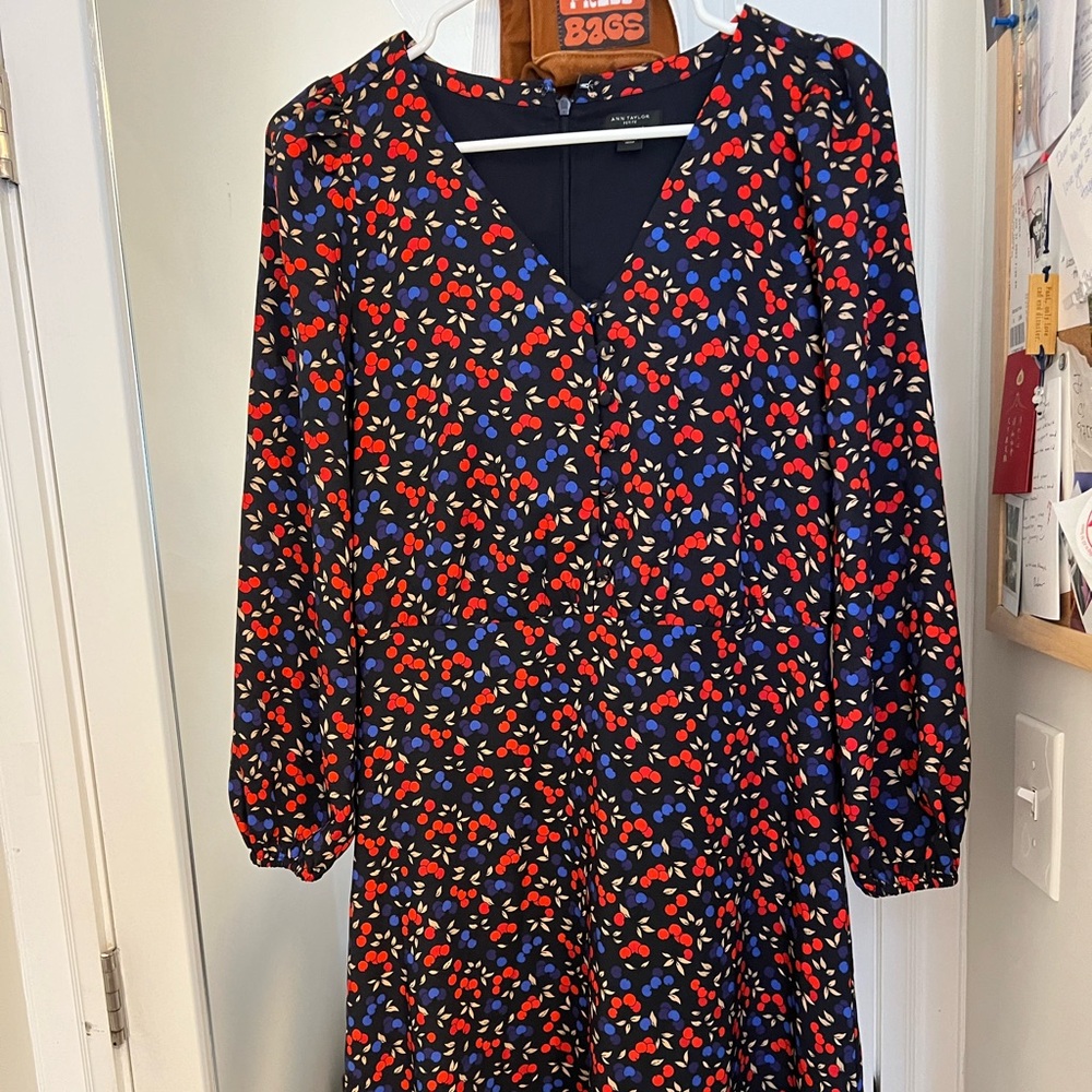 Ann Taylor petite Cherry Flare Midi Dress